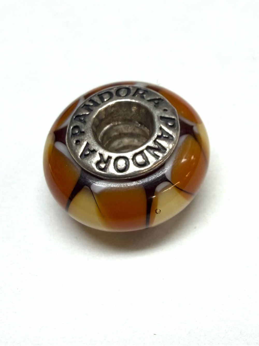 Pandora Sterling Silver Captivating Amber Murano Glass Bead #790638